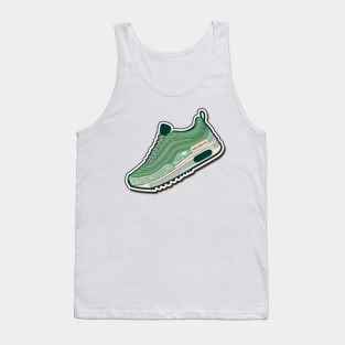 Step into Sustainability: The Beige Green Cartoon Sneaker Tank Top